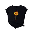thumbnail image 1 of Innerwin Tee Butterfly Letter Printed Ladies T Shirt Holiday Short Sleeve Basic Tops Black XL, 1 of 5
