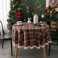thumbnail image 1 of RKSTN Décorations de Noël Nappe Ronde 150 cm Coton et Lin Rétro Vert Nappe à Carreaux Lavable Table Basse Décorative Nappe de Jardin Cuisine Décoration de Noël, 1 of 5