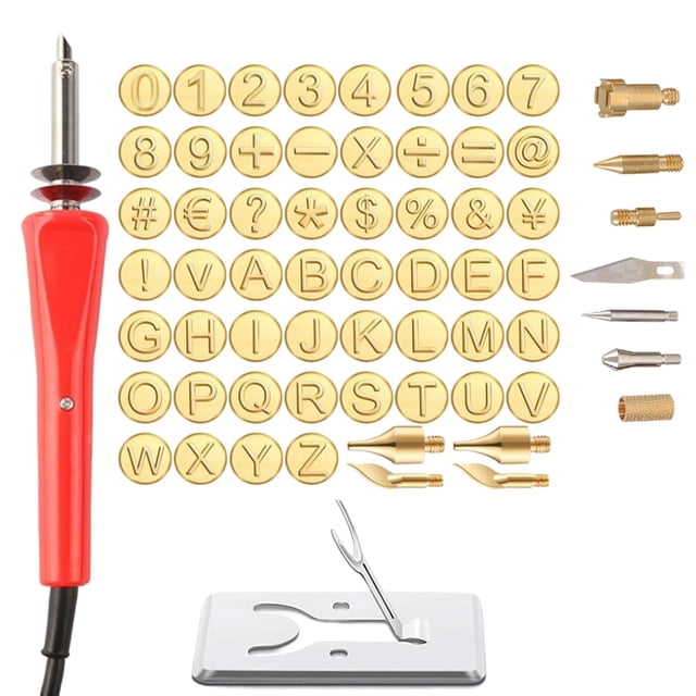 Wood Burning Kit with Letter Engraving Set, Soldering Iron Compatible, Alphabet and Number Heads for Wood and Leather Crafts, DIY Personalized Gifts, Creative Tool