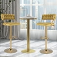 thumbnail image 4 of Costway Swivel Velvet Bar Stools Set of 2 Upholstered Adjustable Woven Backrest Yellow, 4 of 8
