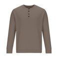 thumbnail image 4 of Yuyuzo Sweatshirts for Men Long Sleeve Round Neck Buttons Pullover Knitted Textured Solid Color Tops, 4 of 6