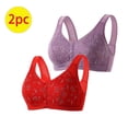 thumbnail image 2 of AherBiu 2pc Plus Size Bras for Women High Support Wireless Floral Bralettes Lift up Front Closure Button Everyday Bra, 2 of 5