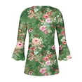 thumbnail image 4 of Blouses pour Femmes, T-shirt Imprimé Mode Manches 3/4 Blouse Col en V Hauts Décontractés, 4 of 5