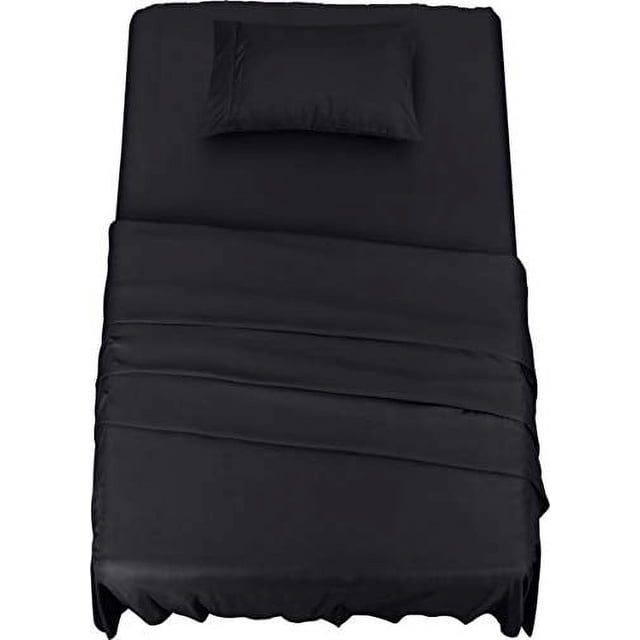 Utopia Bedding Ensemble de Draps - 3 Pcs Simple TG Literie - Tissu en Microfibre Brossée Douce - Résistant au Rétrécissement et à la Décoloration - Entretien Facile (Simple TG, Noir)