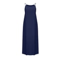 thumbnail image 5 of Penkiiy Robes Maxi pour Femmes 2024 Robe Longue à Bretelles Spaghetti Unie à Col Montant Sans Manches Robes d'Été Fendue à Bretelles Robe Fluide m Bleu Marine, 5 of 5