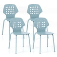 thumbnail image 1 of Costway Metal Dining Chair Set of 4 Armless Kitchen Hollowed Backrest & Metal Legs Blue, 1 of 10