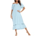 thumbnail image 2 of Timegard Longues Robes de Nuit pour Femmes Manches Courtes Col Rond Vêtements de Nuit Décontractés Amples Confortables Robe de Maison, 2 of 4
