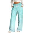 thumbnail image 1 of Pants for Women, Womens Fashionable Striped Printed Drawstring Wide Leg Pants, 1 of 5