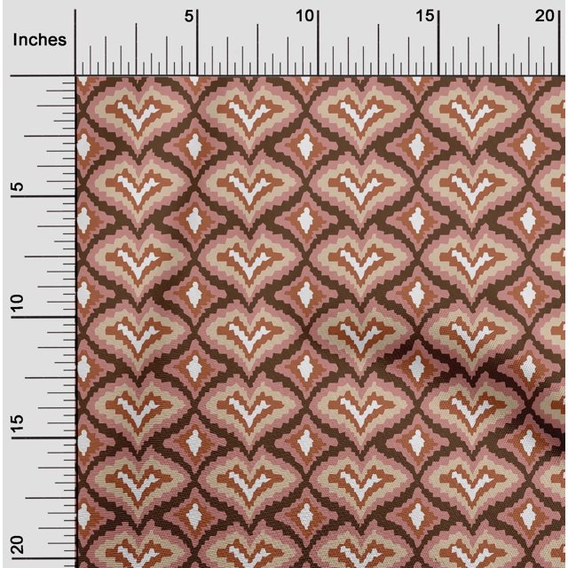 oneOone Cotton Poplin Fabric Ogee Flame Stitch Decor Fabric Printed BTY 56 Inch Wide