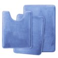 thumbnail image 3 of Set of 3 Clara Clark Bath Mat Bathroom Rug - Absorbent Memory Foam Bath Rugs - Non-Slip, Thick, Cozy Velvet Feel Microfiber Bathrug - Calm Blue - Large 20"x32" - Small 17"x24" - Contour 24"x20", 3 of 6