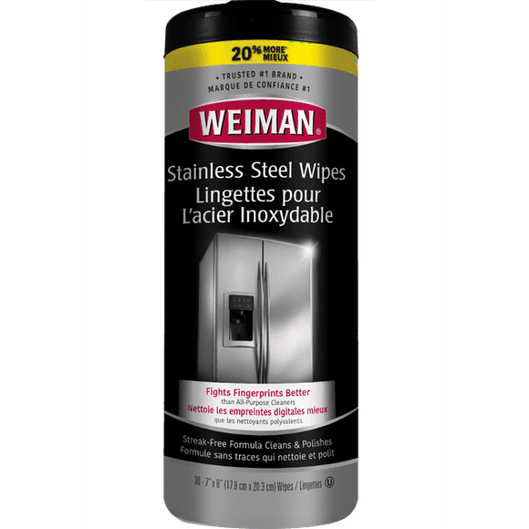 Weiman Stainless Steel Cleaner and Polish Wipes, 30 Count