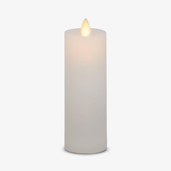 Luminara Classic Slim Flameless LED Candle, White 2" x 6.1", Battery Operated Moving Flame Pillar w/Timer, Safe Realistic Wax Can