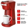 thumbnail image 2 of 2 in 1 Single Serve Coffee Maker for K Cup Pods & Ground Coffee, Mini K Cup Coffee Machine with 6 to 14 oz Brew Sizes, Single Cup Coffee Brewer with One-Press Fast Brewing, Reusable Filters,Red, 2 of 8