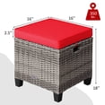 thumbnail image 4 of Costway 2PCS Patio Rattan Cushioned Ottoman Seat  Foot Rest Table Red, 4 of 10