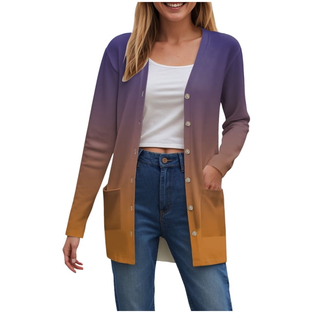 Gubotare Cardigans pour Femmes avec Poches, Décontractés, Légers, à devant Ouvert, Chandails Cardigan pour Femmes (Violet, TG)