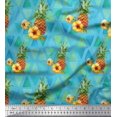 thumbnail image 1 of Soimoi Blue Poly Georgette Fabric Triangle & Pine Fruits Decor Fabric Printed Yard 52 Inch Wide, 1 of 5