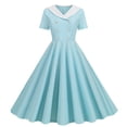 thumbnail image 1 of Babysbule Robe pour Femme 2024 Été Mode Femmes Décontractée Unie Vintage à Manches Courtes à Col en V Robe Mini pour Dames, 1 of 7