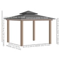 thumbnail image 3 of Outsunny Pavillon à Toit Rigide à Double Toit 9 Pieds x 10 Pieds avec Moustiquaires et Rideaux, Kaki, 3 of 10