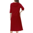 thumbnail image 4 of Timegard Nuisette pour Femmes Robe à Fermeture Éclair Robe de Maison à Manches 3/4 à Blocs de Couleur Longue Tenue de Nuit avec Poches, 4 of 5