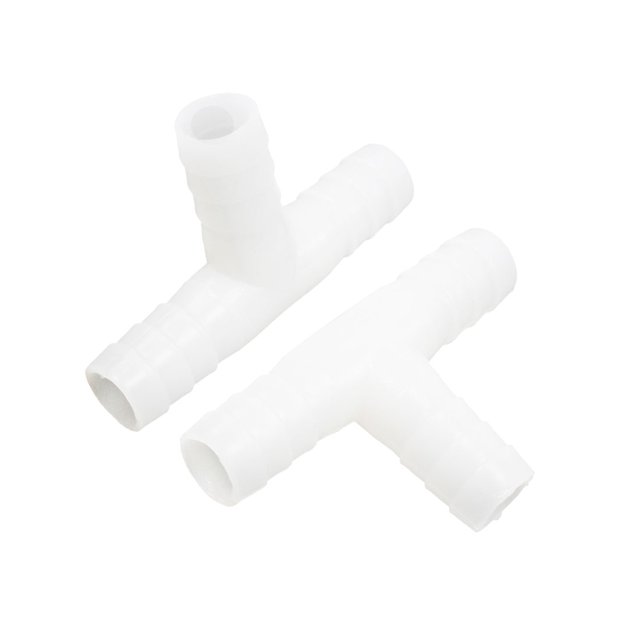 Unique Bargains 2 Pcs Connecteurs de Tuyau d'Aquarium en Forme de T 10mm Trois Voies Blanc