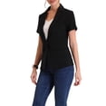 thumbnail image 4 of INSPIRE CHIC Women's Blazer Notch Lapel One Button Short Sleeve Suit Jacket Black M, 4 of 6