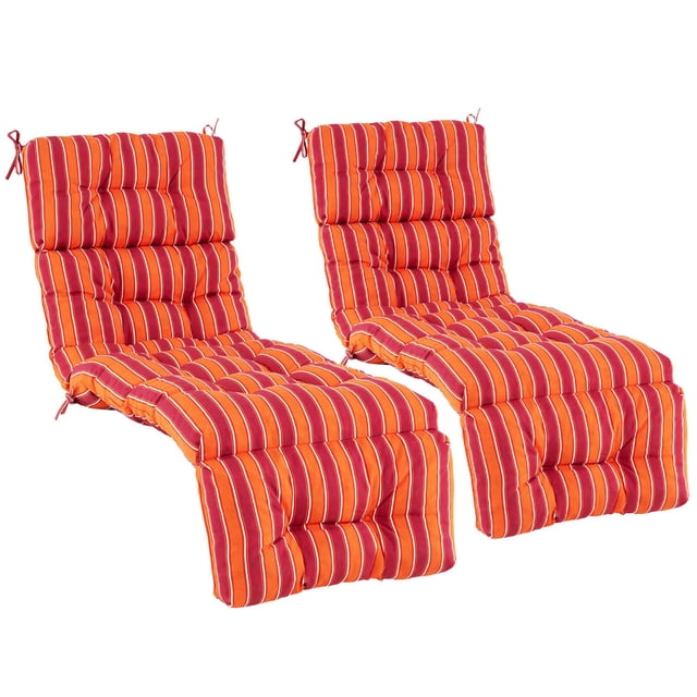 Costway 2 Pcs Coussin de Chaise Longue 73 Pouces Coussin Rembourré pour Fauteuil Inclinable Intérieur Extérieur Orange Foncé