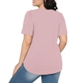 thumbnail image 4 of Penkiiy Chemises à Manches Courtes pour Femmes Été Chic Décontracté Hauts devant Plissé 2TG Rose, 4 of 8