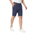 thumbnail image 4 of INSPIRE CHIC Men's Shorts Slim Fit Plaid Button Lightweight Twill Shorts 36 Navy, 4 of 7