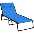 thumbnail image 1 of Outsunny Chaise Longue Pliante, Chaise de Bronzage Inclinable Rembourrée - Ensemble de 1, Bleu, 1 of 10