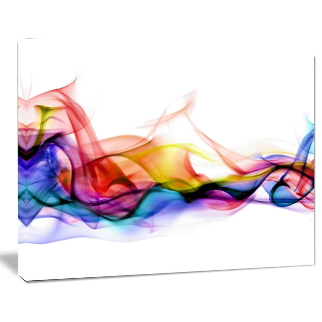 Design Art Abstrait Fumée Oeuvre Contemporaine Impression sur Toile avec des Motifs de Fumée Multicolores Vibrants en Rouge, Jaune, Bleu, Violet et Noir sur Toile de Coton Blanche Enveloppée pour Galerie avec un sous-Cadre en Bois de 1 Po, Prête à Accrocher avec Quincaillerie Incluse, Conçue et Fabriquée au Canada, Idéale pour la Décoration Murale Moderne de la Maison Ou du Bureau.