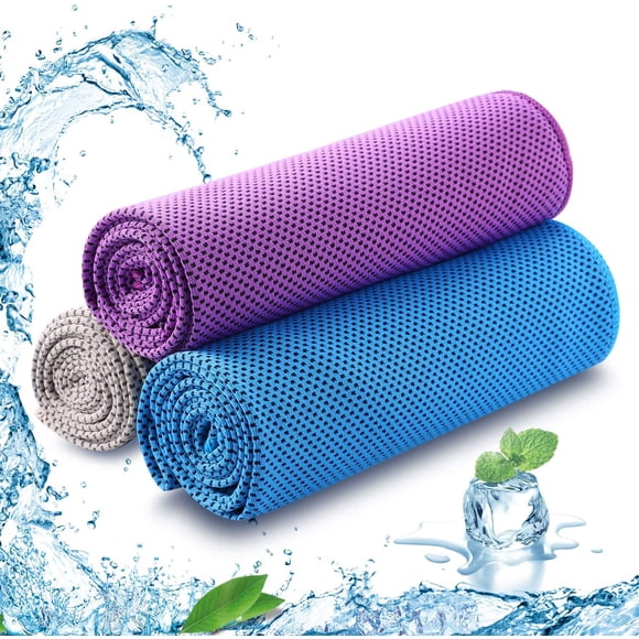 Serviette Rafraîchissante, Lot de 4, Soulagement Instantané, Serviettes Fraîches en Microfibre, Enveloppement de Cou Rafraîchissant, Guenilles/foulard Glacé pour Sports, Gym, Mise en Forme, Camping, Cyclisme, Randonnée, Entraînement, Golf, Voyage (30*90 cm)