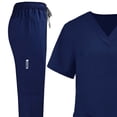 thumbnail image 3 of Women's Solid Color Loose Drawstring Pants Pocket Caregiver Short Sleeve V-Neck Top Nurse Uniform Set, 3 of 4