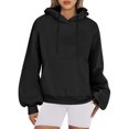 thumbnail image 2 of MeetoTime Sweat à Capuche pour Femmes Automne Basique Manches Longues Couleur Unie avec Poche, 2 of 6