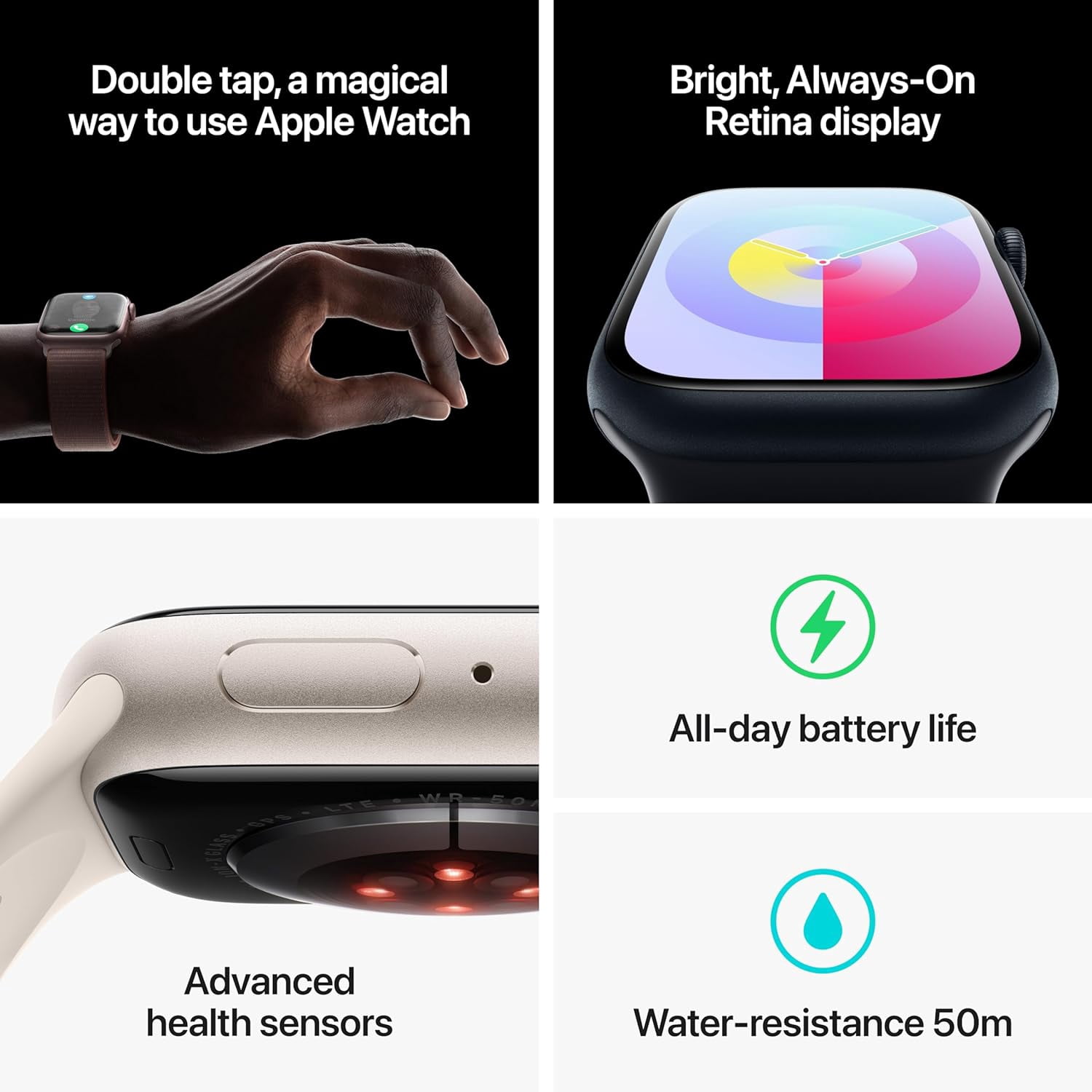 Apple Watch Series 9 GPS +Cellular 45mm Midnight Aluminium Case with Midnight Sport Band- M/L