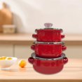thumbnail image 1 of Elodie 3 Pieces Enamel Mini Pot Set Gifts Deep Double Handle Home Kitchen Pots Home red, 1 of 8