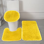 Wuztai Solid Color Bath Mats 3 Set, Soft Water Absorption Non-Slip Bathroom Rugs, Machine Washable Plush Toilet Mats for Floor Tub Shower