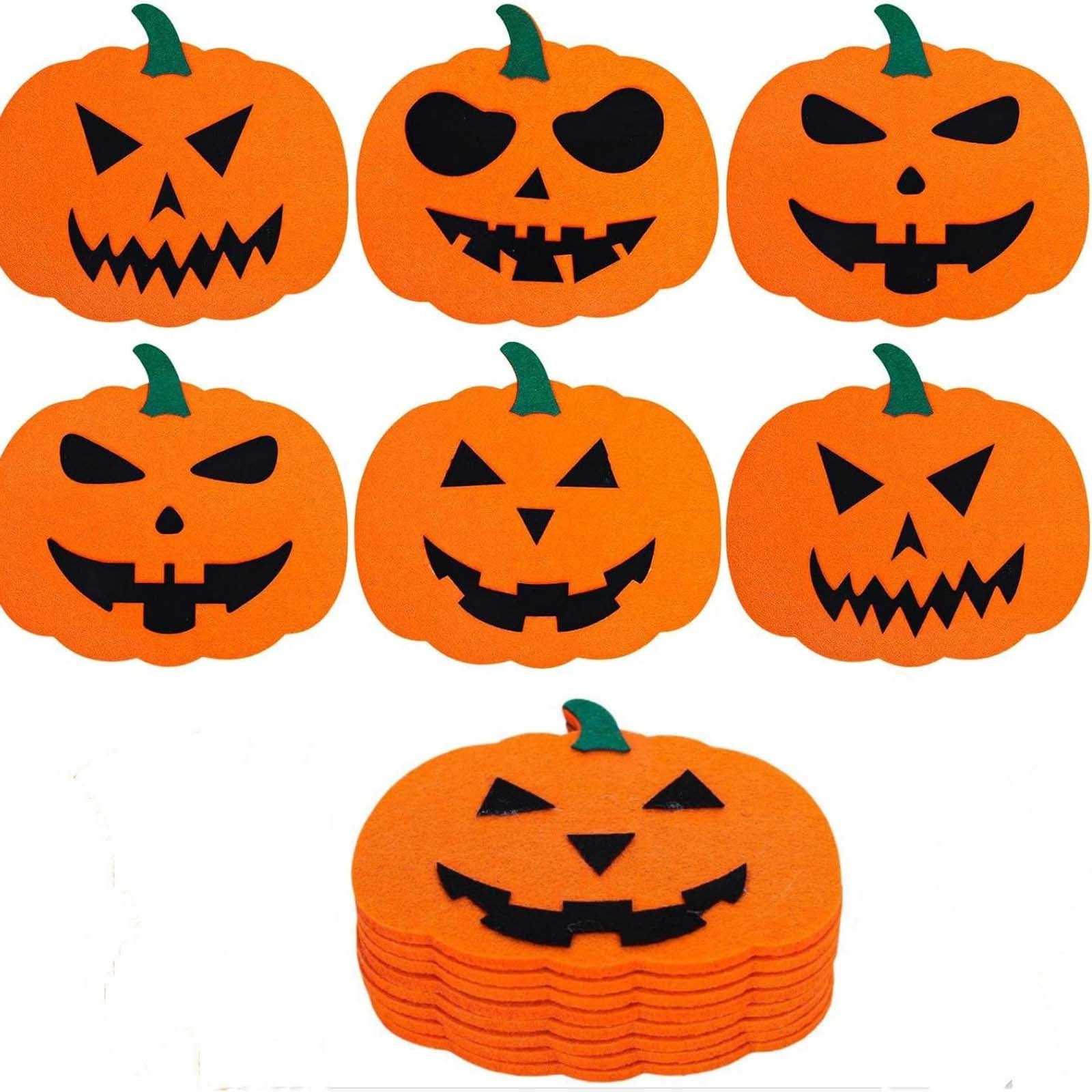 Vwrxbz Halloween Pumpkin Coasters Set Of 6 Non Slip Felt Heat Resistant Mat For Drinks Cups Party Table Decor Free Size