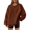 thumbnail image 1 of Jamicy Chandails en Molleton pour Femmes 2025 Nouvelle Mode Surdimensionné en Polaire Col Rond Chandail Décontracté Confortable Automne 2025 Mode Basique, 1 of 4