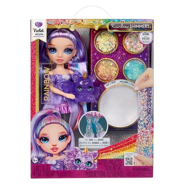 Rainbow High Rainbow Shimmers avec gelée – Violet, poupée-mannequin violette de 11 po (28 cm), créez une poupée arc-en-ciel, nécessaire de gelée, écureuil de compagnie, cadeau pour les enfants de 4ans