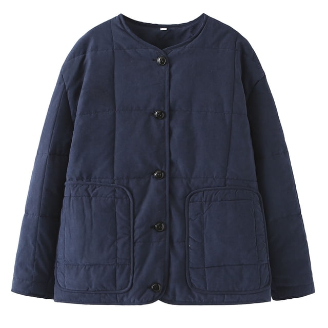 WRKEKC Women's Plus Size Puffer Jacket Oversized Fit Utility Pockets Winter Wear Street Style Comfort Navy M
