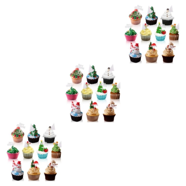 Decodeary 10pieces Christmas Classic Pattern Dessert Fork Festive Ambience For Cake Toothpicks Decorations 3Set