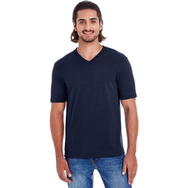 American Apparel Mens Fine Jersey Classic Short Sleeve V-Neck T-Shirt, L, Navy,