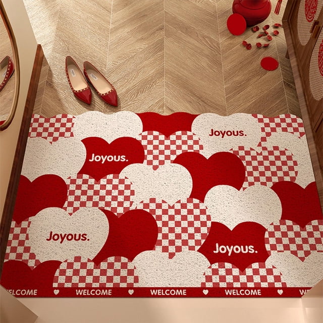 Valentines Day Floor Mat | Absorbent Polyester Entrance Door Mat Nonslip Cushion Rug 16x24 Inches | Dirt Proof Kitchen Mat for Entryway Porch Bathroom Laundry Room Home Decor