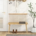 thumbnail image 4 of Costway Entryway Bench for 2 Windsor Rubber Wood Dining Bench with Spindle Back Natural, 4 of 10