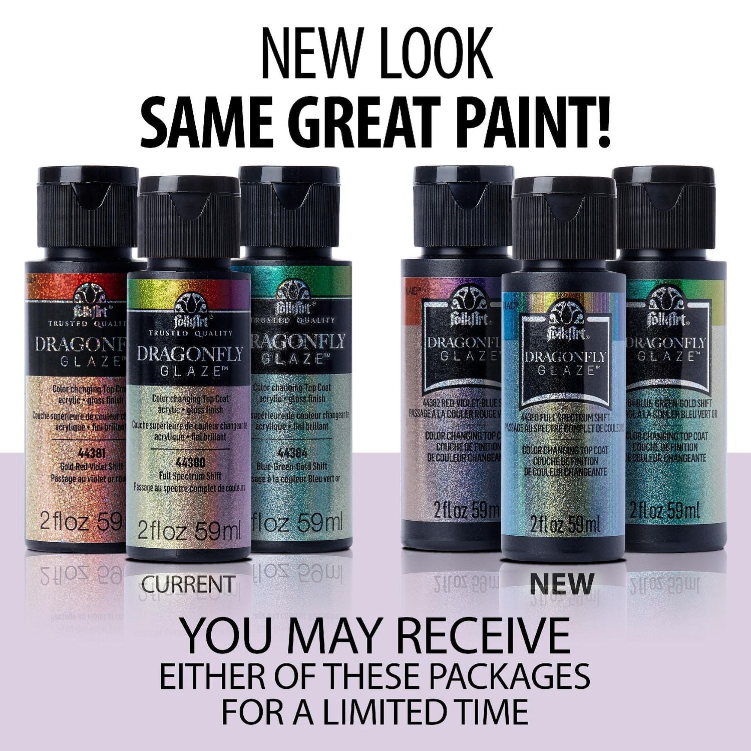 Glaçure fini brillant FolkArt Dragonfly Rouge - Violet - Bleu, 59 ml