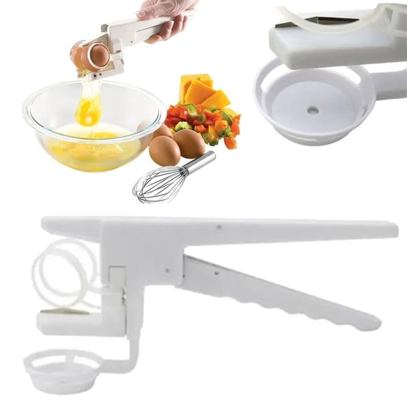 Handheld Egg Opener and Separator - Kitchen Small Tools for Egg White and Yolk, ABS Plastic, 1 Pack (White)