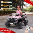 thumbnail image 2 of VOLTZ TOYS Jeep with Angry Face Grill 12V Kids Ride On Car Toy with Open Doors, Realistic Lights and Remote Control - Pink, 2 of 6