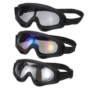 Unique Bargains Lunettes de Moto hors Route, 3 Pcs Lunettes de Moto Lunettes de VTT Lunettes de Ski Noir avec Verres Colorés/argentés/gris