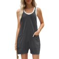 thumbnail image 1 of Women Rompers Jumpsuits Polyester Spandex Shorts Overalls With Pockets Loose Comfy Summer Casual Wear, 1 of 4