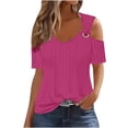 thumbnail image 2 of QIPOPIQ Women's Cold Shoulder Tops Short Sleeve V Neck T Shirts Basic Summer Tees Clearance, 2 of 7